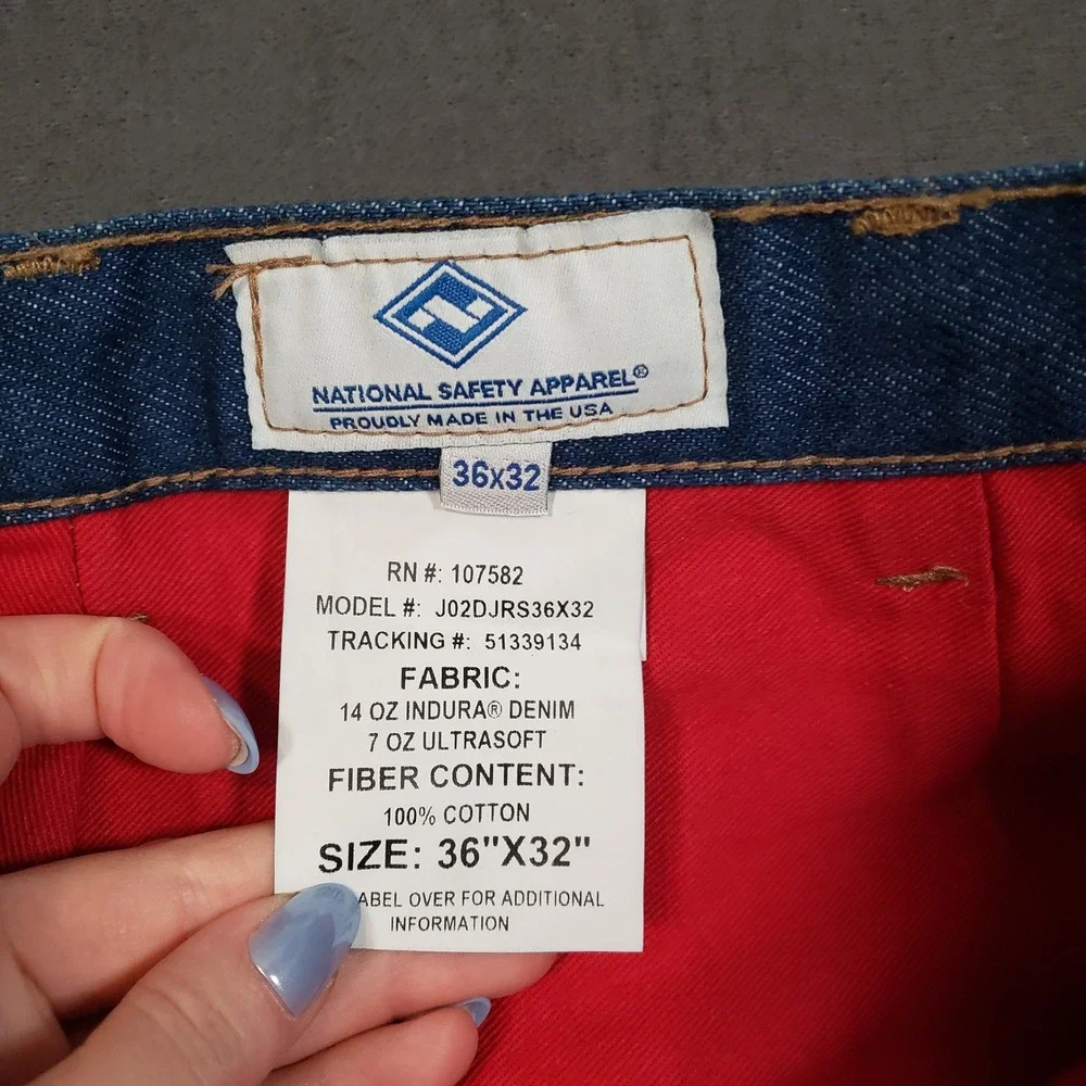 National Safety Apparel FR Jeans Mens 36x32 Blue Westex Indura Flame Resistant
